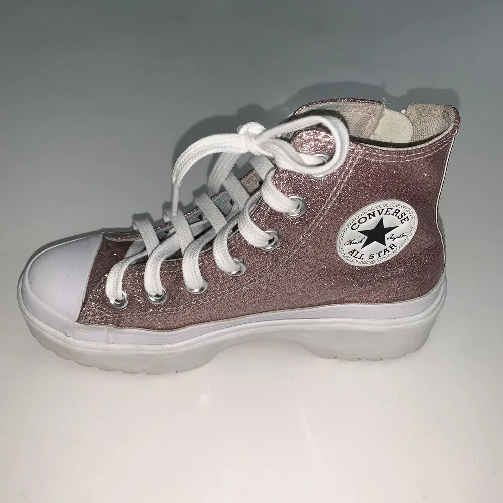 Converse Chuck Taylor All Star Shoes Kids Size 2 Pink Glitter High Top Platform
